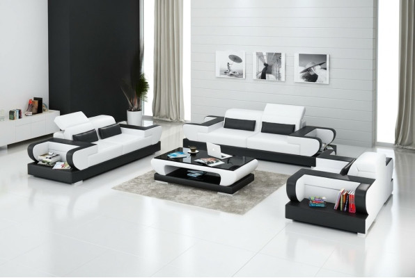 Leather Sofa Couch Living Area 3+2+1 Seater Suite Design Modern Sofa with USB
