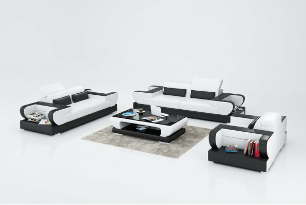 Leather Sofa Couch Living Area 3+2+1 Seater Suite Design Modern Sofa with USB