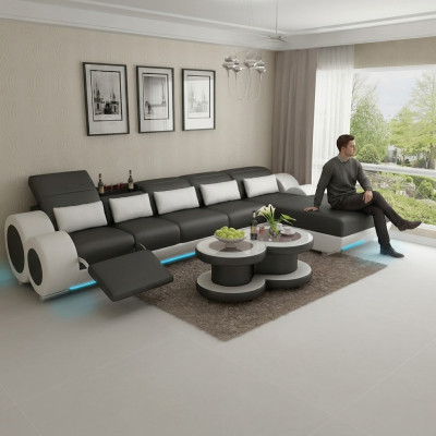 Leather sofa couch living landscape corner sofa corner set design modern sofa with USB