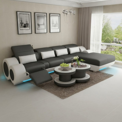 Leather sofa couch living landscape corner sofa corner set design modern sofa with USB