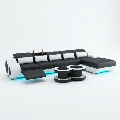 Leather sofa couch living landscape corner sofa corner set design modern sofa with USB