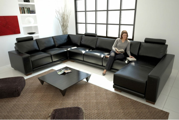 Leather Sofa Couch Living Landscape Corner Sofa Corner Suite Design Modern Sofa with USB