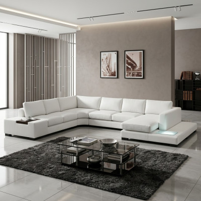 Leather sofa couch living room set corner sofa corner suite design modern sofa with USB
