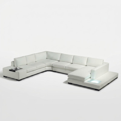 Leather sofa couch living room set corner sofa corner suite design modern sofa with USB
