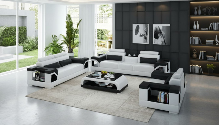 Leather sofa couch living landscape 3+2+1 seater suite design modern sofa with USB