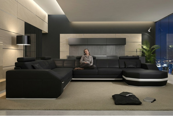 Design sofa with USB couch upholstery corner sofa living landscape leather sofa corner suite