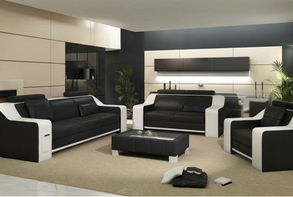 Seat Set Sofa Leather Upholstery 3+2+1 Design Couch Modern Sets Sofas USB