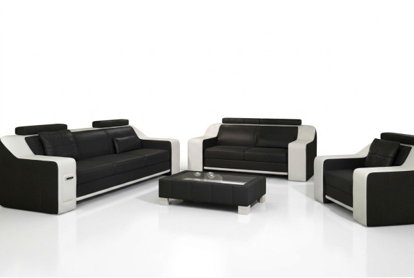 Seat Set Sofa Leather Upholstery 3+2+1 Design Couch Modern Sets Sofas USB
