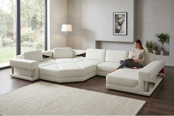 Modern corner sofa with USB, couch upholstery leather design sofa suite living landscape