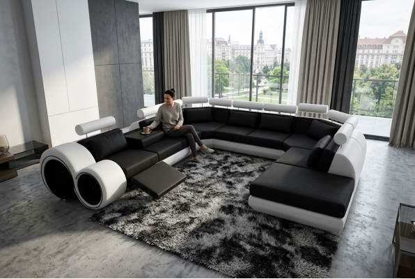 XXL Big Designer Sofa Couch Upholstery Set Living Area Leather Sofa with USB
