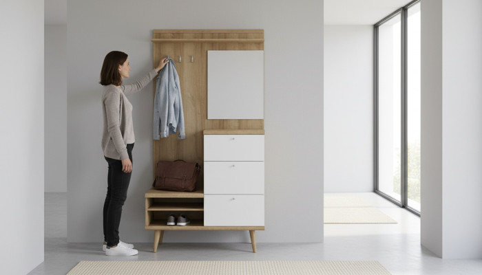 Wardrobe Hallway Wardrobe Hanging Storage Wall Door Wardrobes & Hook Set