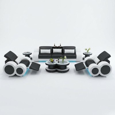 Leather sofa couch set new 3+1+1 seater set design modern sofa with USB