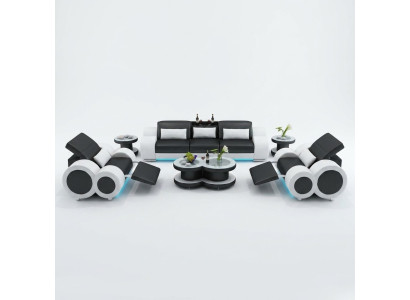 Leather sofa couch set new 3+1+1 seater set design modern sofa with USB