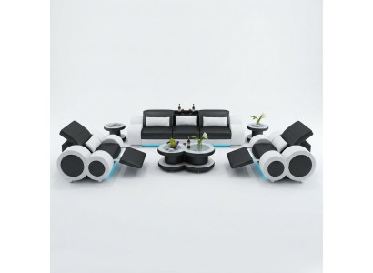 Leather sofa couch set new 3+1+1 seater set design modern sofa with USB