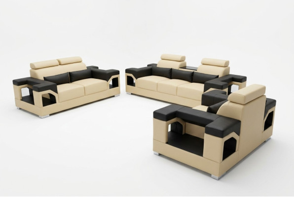 Leather sofa set + USB couch cushion couches sofa living landscape luxury 3+2+1