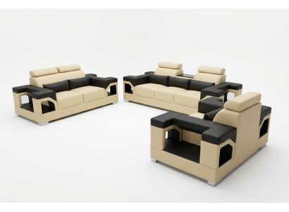 Leather sofa set + USB couch cushion couches sofa living landscape luxury 3+2+1