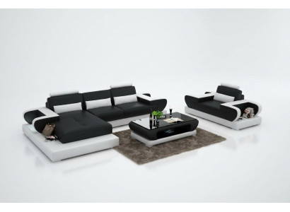 Design XXL big sofa with USB, corner sofa leather sofa couch upholstered corner living landscape
