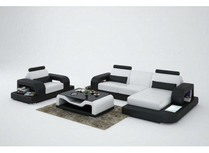 Leather sofa couch corner living set + chair set design modern sofa with USB