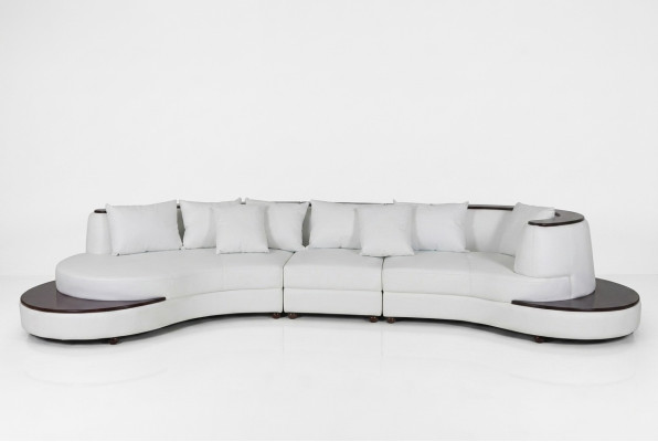 Luxury corner leather upholstered XXL big sofa with USB U-shape corner landscape