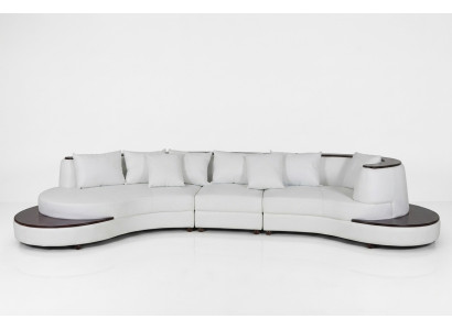 Luxury corner leather upholstered XXL big sofa with USB U-shape corner landscape
