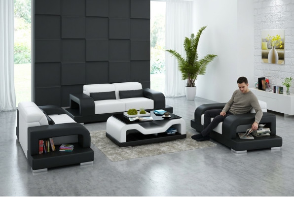 Leather Sofa Couch Living Area 3+2+1 Seater Suite Design Modern Sofa with USB