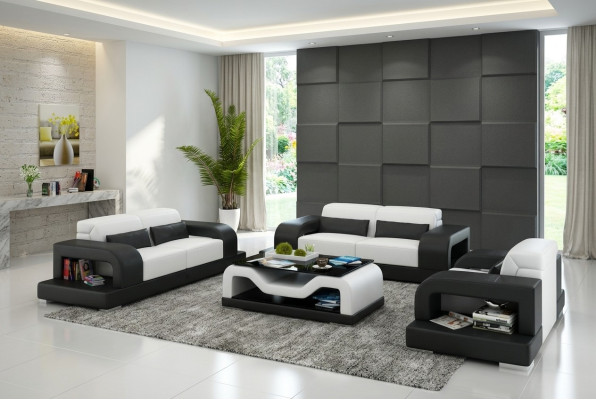 Leather Sofa Couch Living Area 3+2+1 Seater Suite Design Modern Sofa with USB