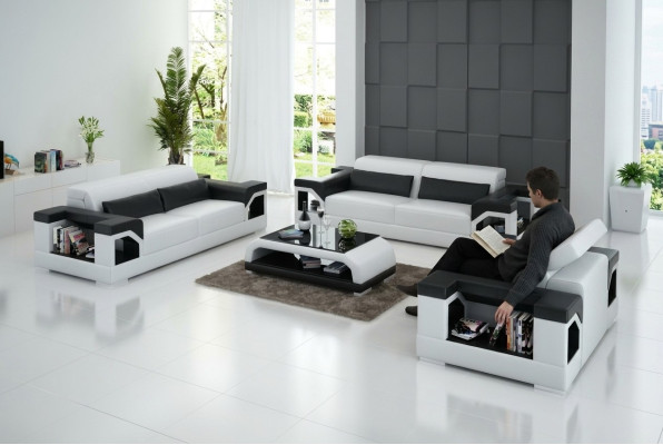 Leather sofa couch set 3+2+1 seater suite design modern sofa with USB