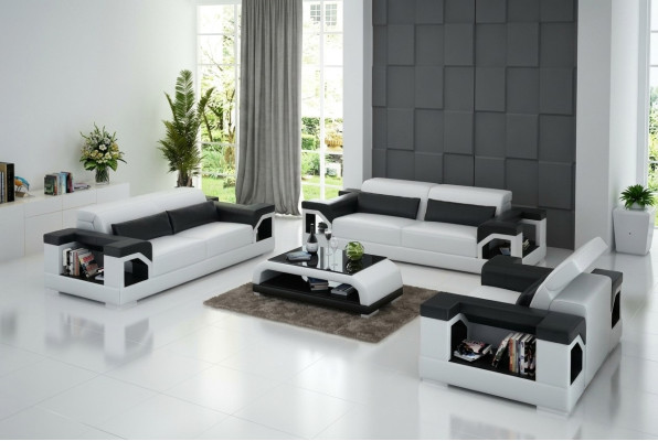 Leather sofa couch set 3+2+1 seater suite design modern sofa with USB