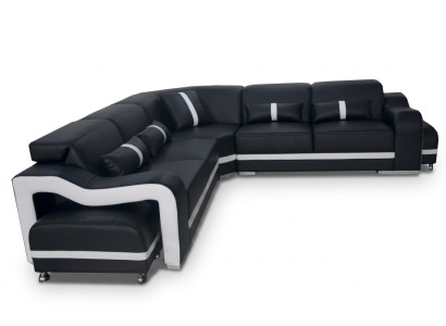 Leather sofa couch living area suite design modern corner sofa L-shape +USB new