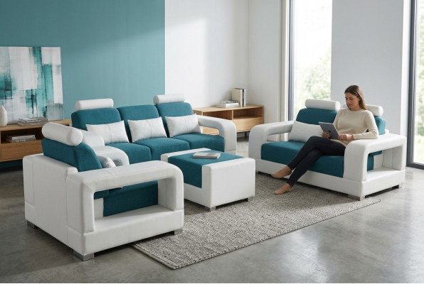Sofa Couch Upholstered Living Area Seating Furniture Set Suite 3+2+1 Sofas with USB