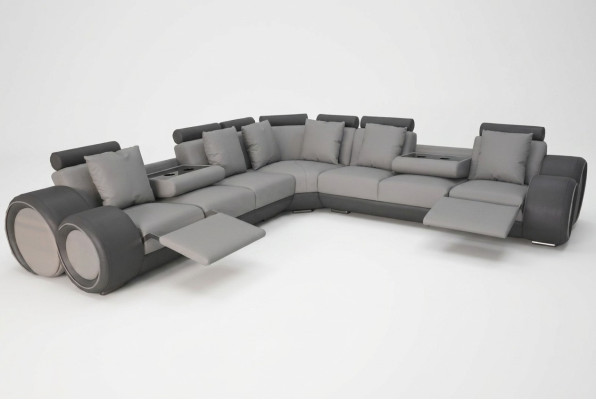 Corner Leather Modern XXL Couch Living Landscape Leather Sofa L-Shape + USB Couch New