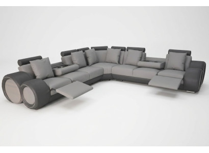 Corner Leather Modern XXL Couch Living Landscape Leather Sofa L-Shape + USB Couch New