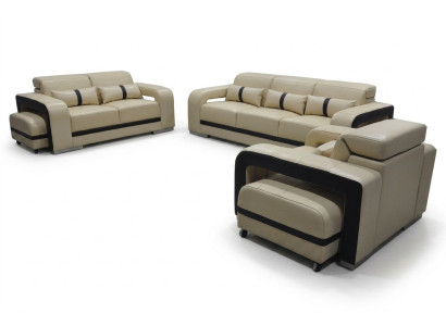 Sofa with USB, Leather Couch Upholstered Suite 3+2+1 Seat Complete Set Design New