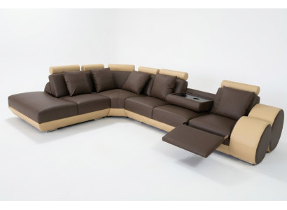 Design leather upholstered seat leather upholstery landscape room living sofa corner with USB