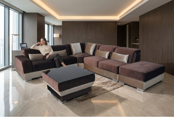 Discover luxury and comfort and the perfect upholstered L-sofa for your living room.