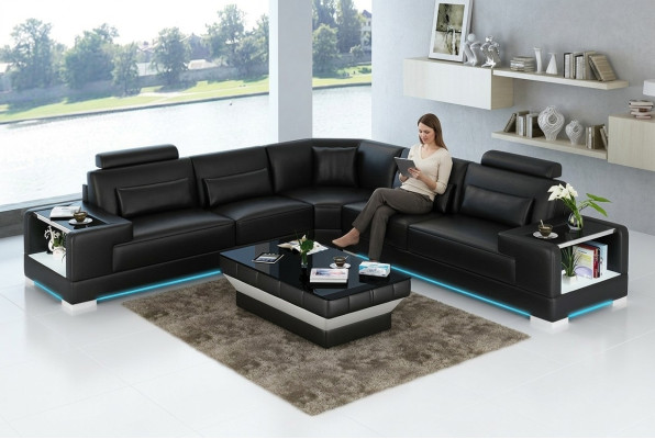Leather sofa couch living area corner sofa corner suite design modern sofa with USB