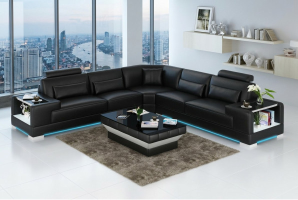 Leather sofa couch living area corner sofa corner suite design modern sofa with USB