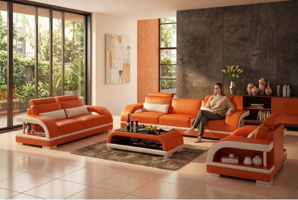Designer sofa set leather sofa with USB set 3+2+1 sofa couch sets