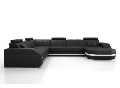 Leather sofa, corner sofa, living area, corner sofa, corner couch, upholstery, seating corner, new USB+LED