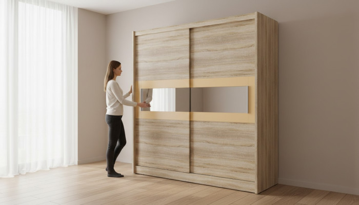 Design wardrobe sliding cabinets wood floating wardrobe doors