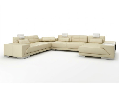 Leather sofa with USB couch cushion corner living area corner sofa design leather new LED