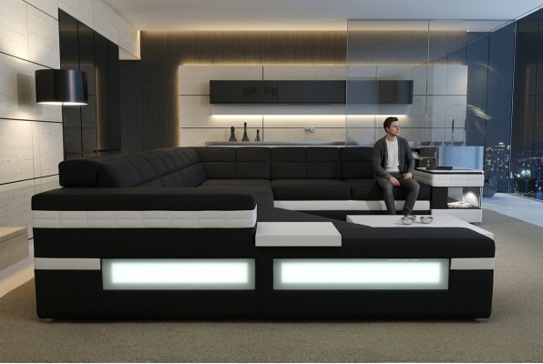 Designer sofa USB sectional corner sofa upholstered couch LED