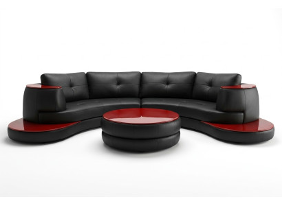Designer round USB corner sofa living landscape round sofa leather sofa couch sofa U-shape