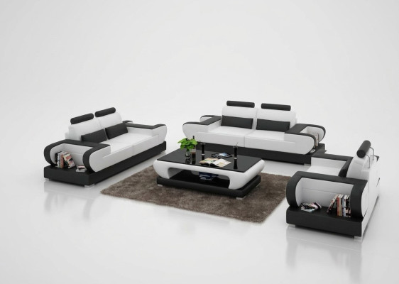 Leather sofa couch living area 3+2+1 seater set design modern sofa with USB