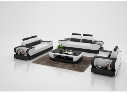 Leather sofa couch living area 3+2+1 seater set design modern sofa with USB