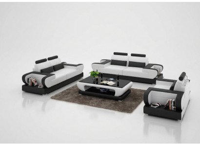 Leather sofa couch living area 3+2+1 seater set design modern sofa with USB