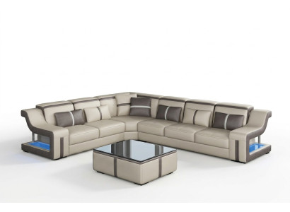 Sofa USB LED Upholstered Sofas Couches Landscape Furniture Seat Corner Set L Shape New