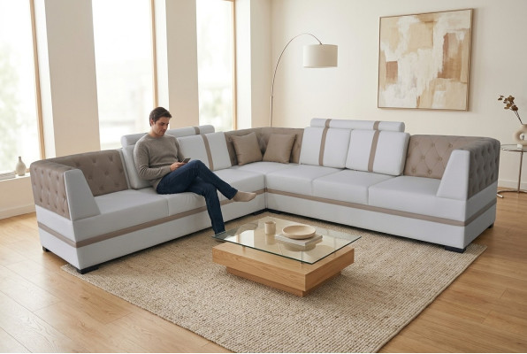 Leather sofa couch living landscape corner suite design modern sofa USB L shape A1128