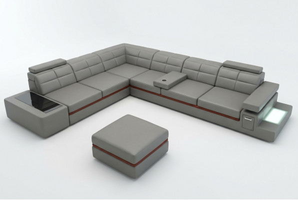 Leather sofa couch living landscape corner sofa corner suite +USB new design modern sofa