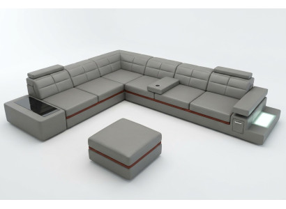 Leather sofa couch living landscape corner sofa corner suite +USB new design modern sofa